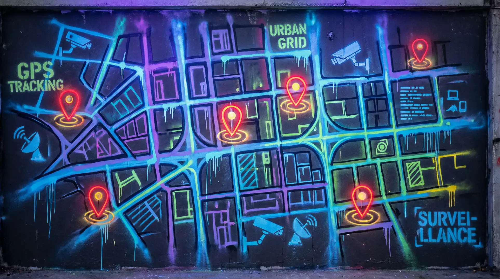 张孝全吻戏 狗仔追踪地图 - 城市涂鸦风格